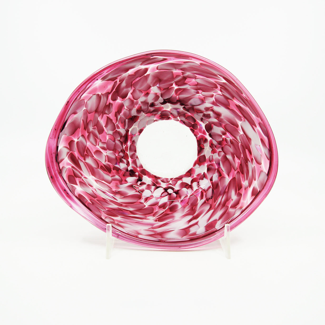 Pink, magenta, and white glass bowl