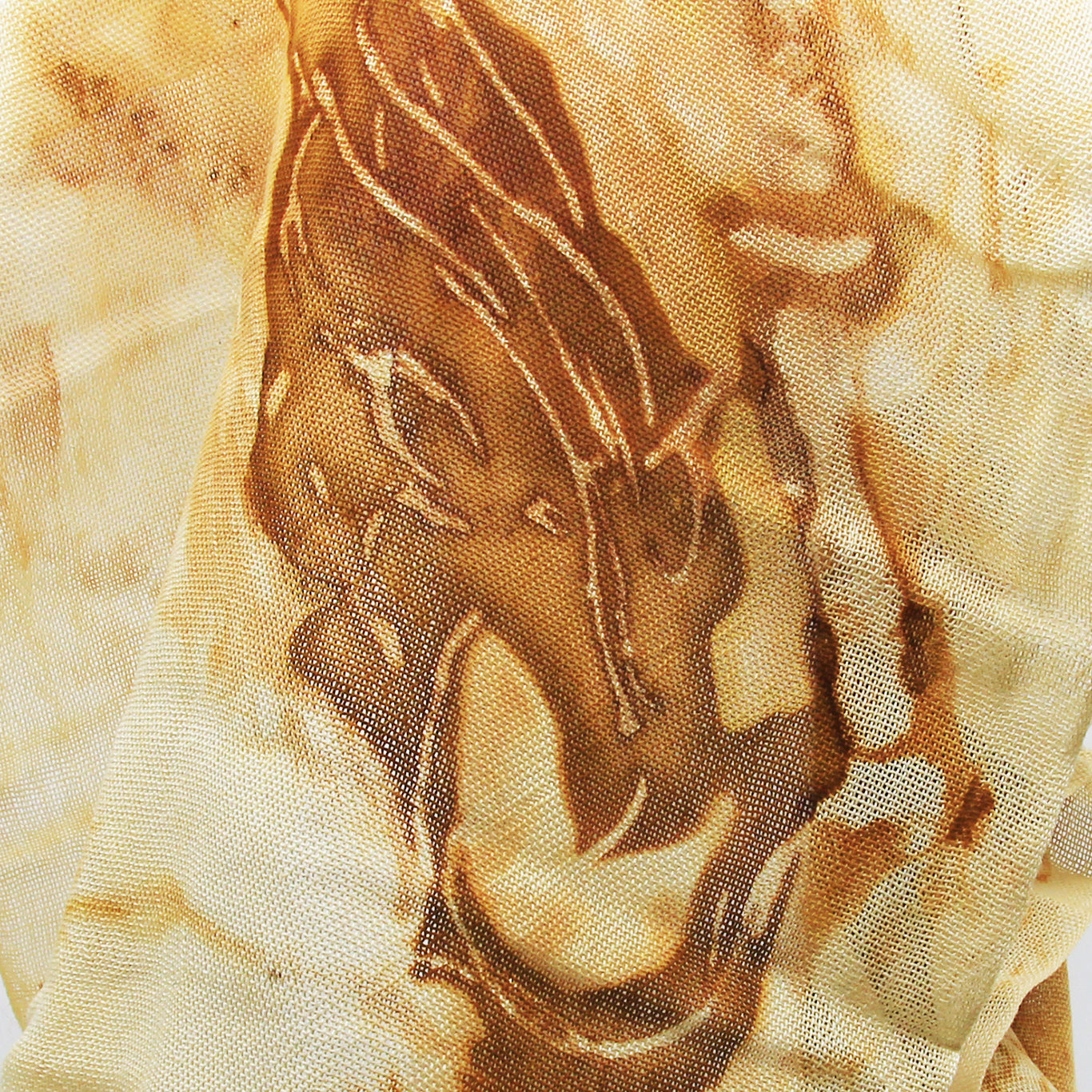 Close up of rust stained scarf