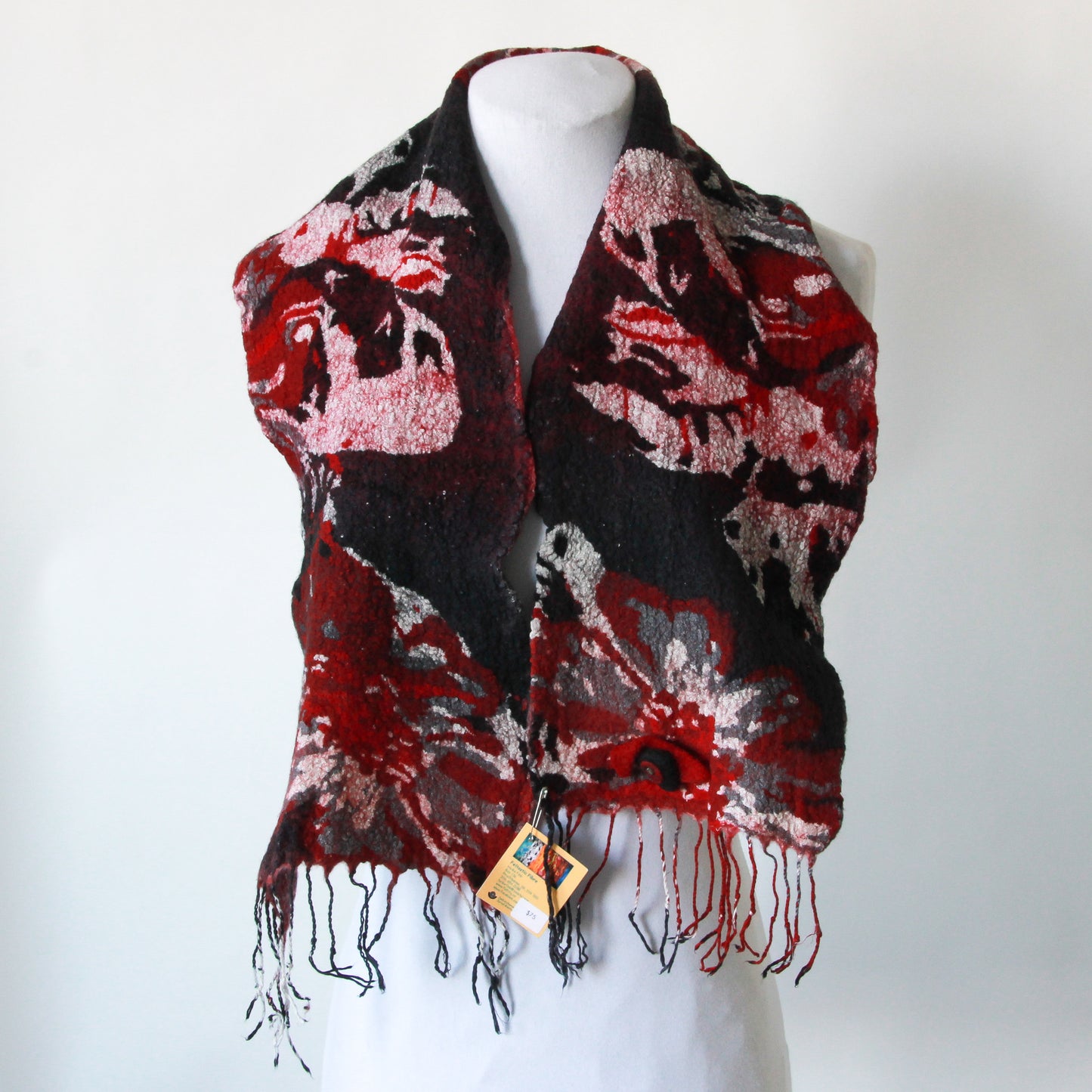 Red and black felted cowl