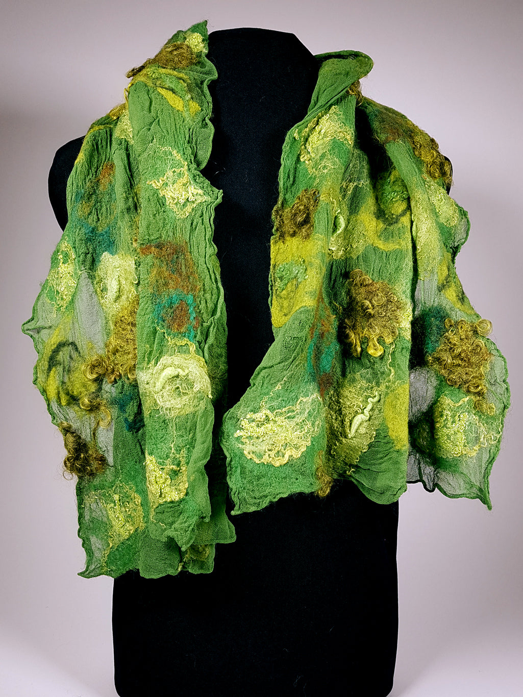 Green felted scarf
