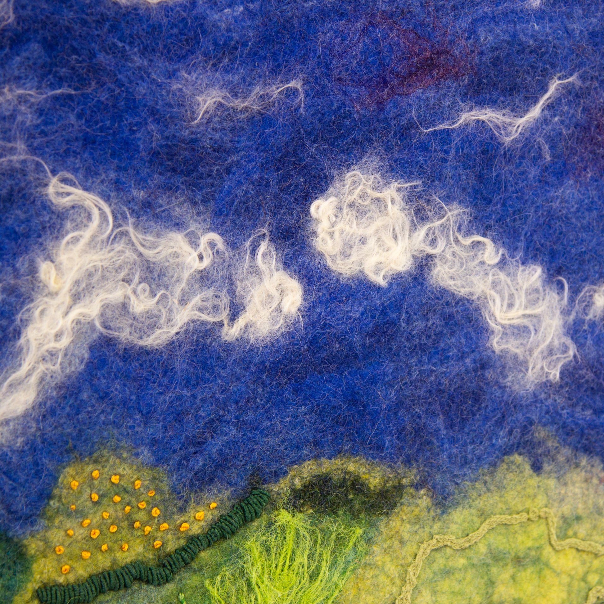 Close up of felted landscape