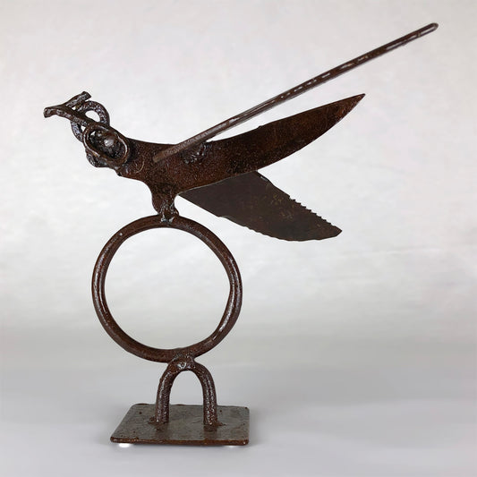 Sculpture of a dove made from repurposed metal