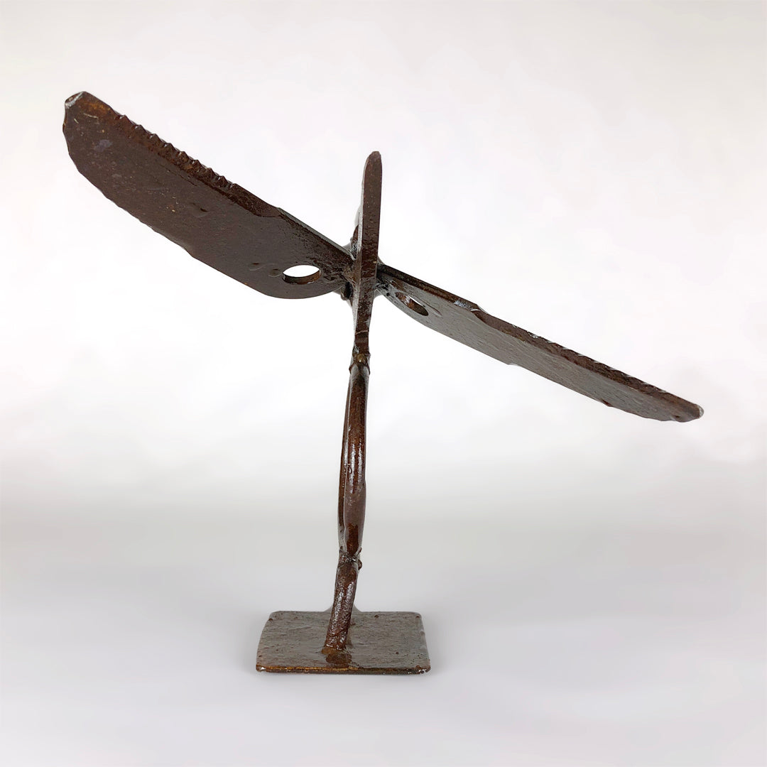 Sculpture of a dove made from repurposed metal