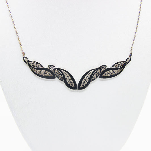 silver paisley leaf necklace