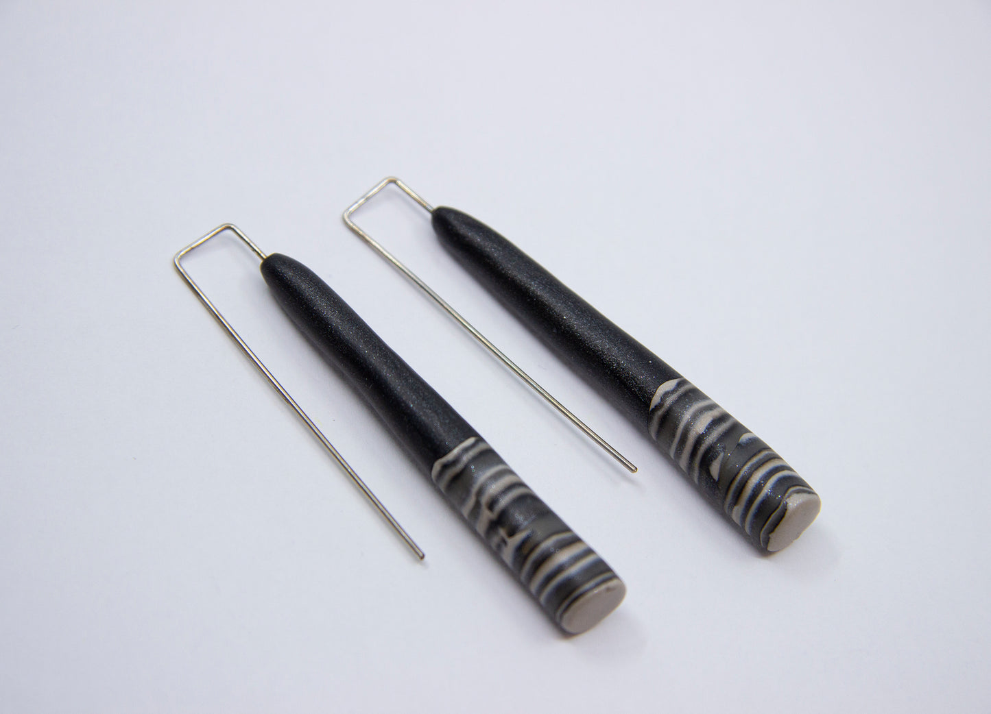 Black polymer clay earrings