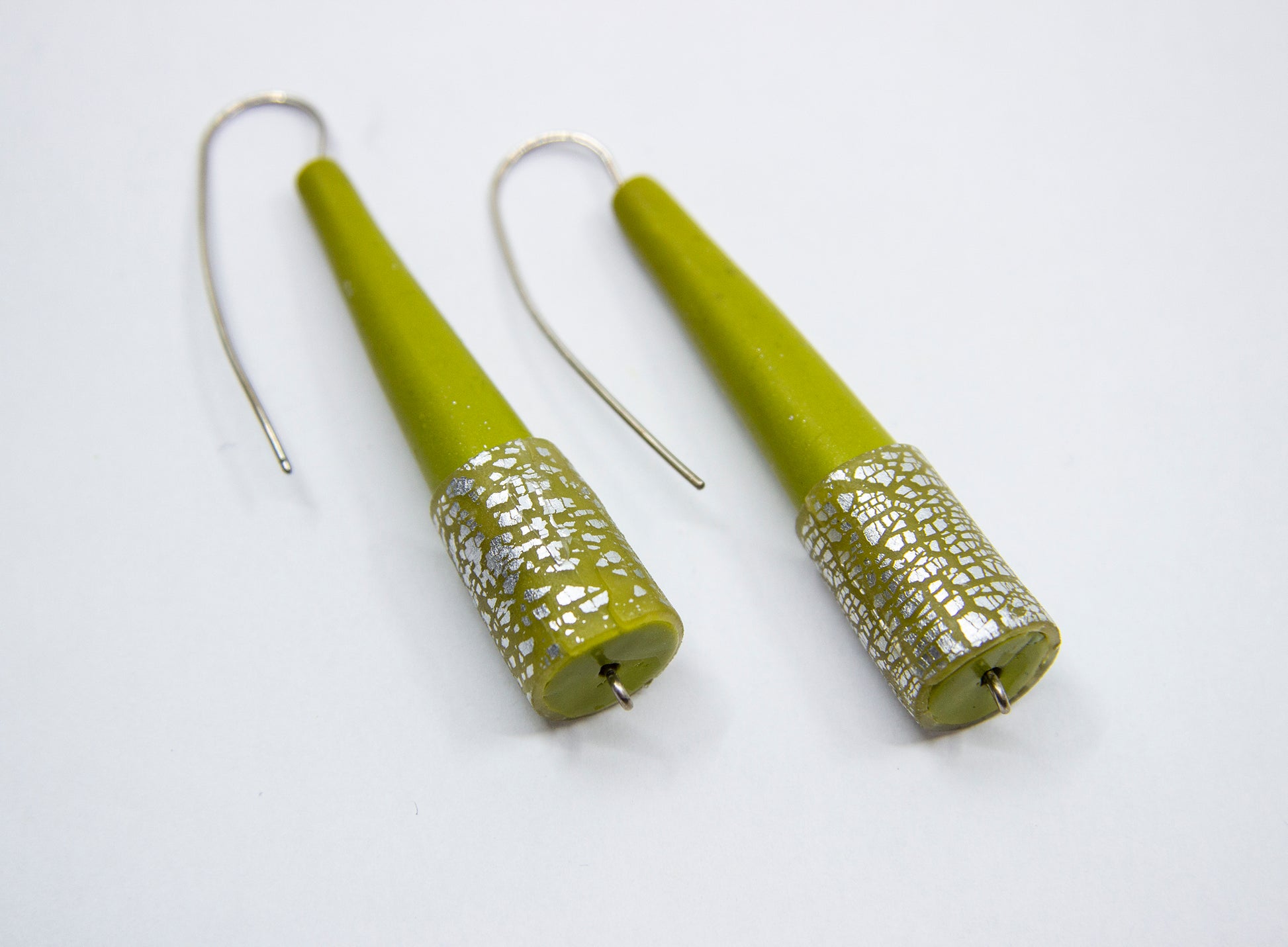 Blue cone earrings with silver specks