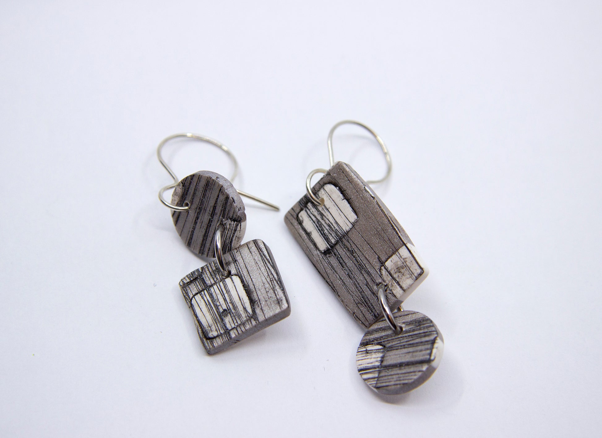 Dangle patterned polymer clay earrings