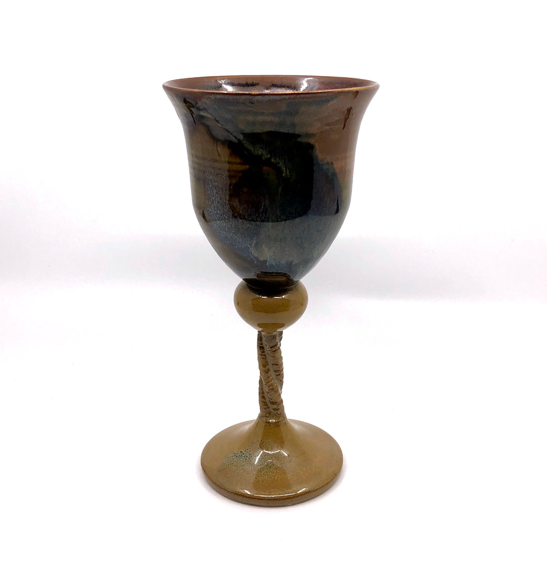 Ceramic brown goblet