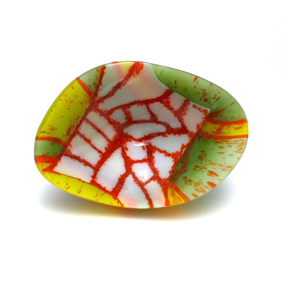 Inside of green glass vessel