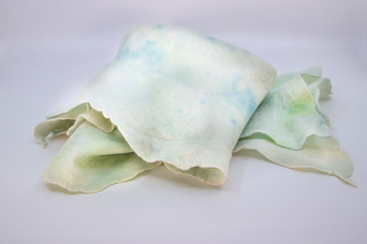Long cream and soft blue felted scarf
