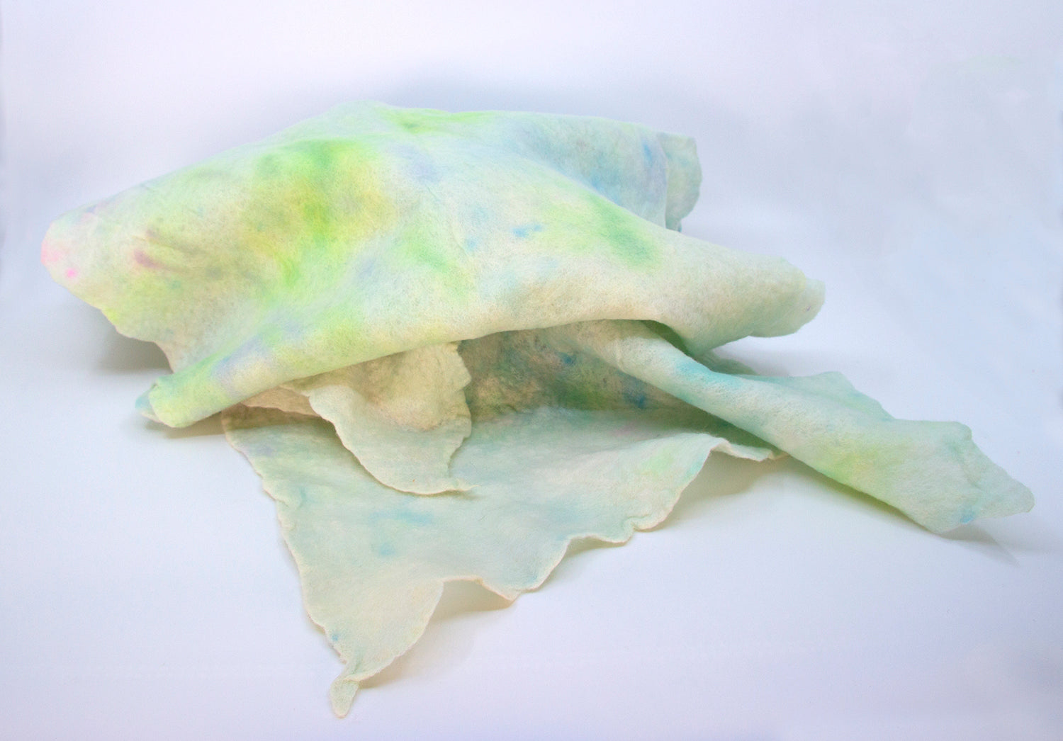 Long cream and light blue felted scarf