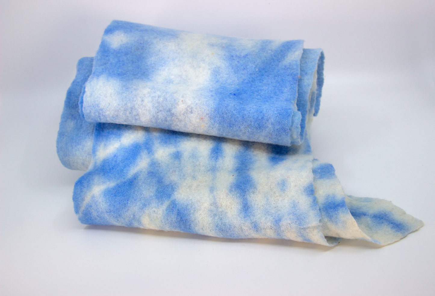 Sky blue scarf with white felted scarf