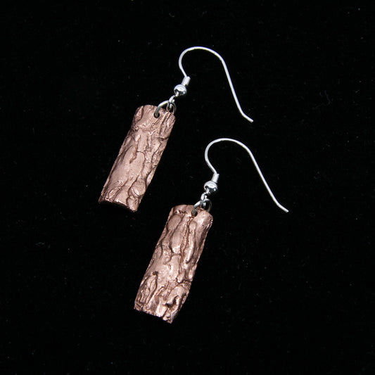 Copper Bark Drop Earrings
