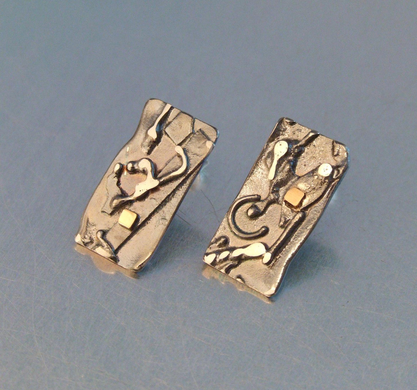 Rectangle fused earrings