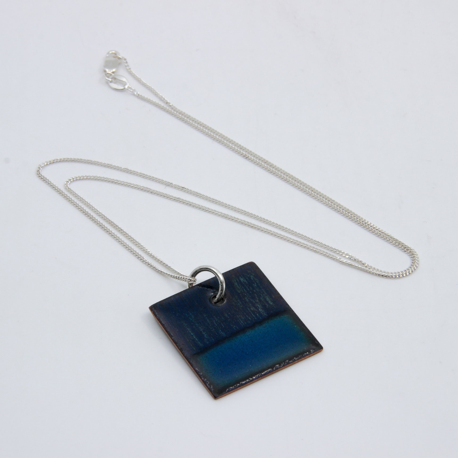 Square pendant: blue, half and half