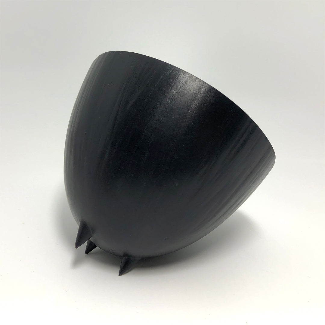 Black wood cup with feet