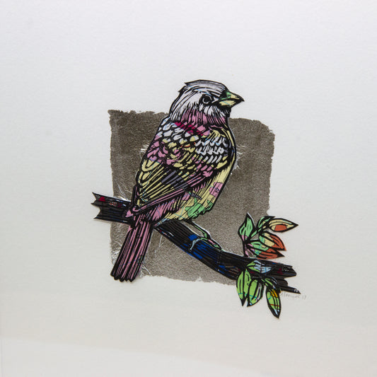 Bid printed on vintage map with a silver foil background