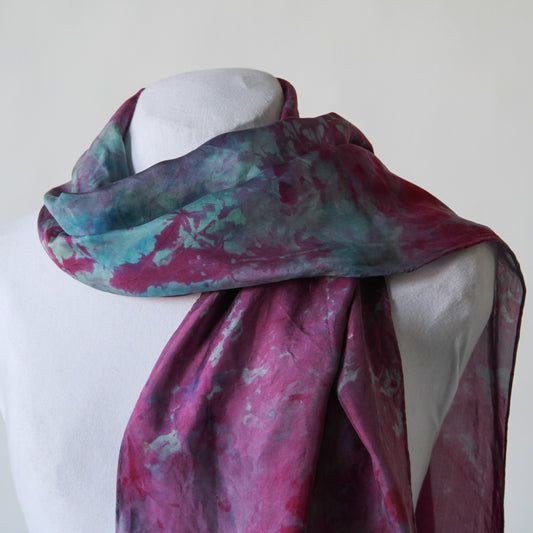 Blue and purple silk scarf