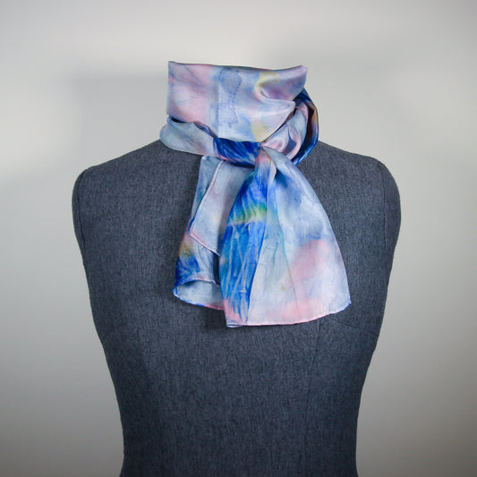 Pink and blue silk scarf