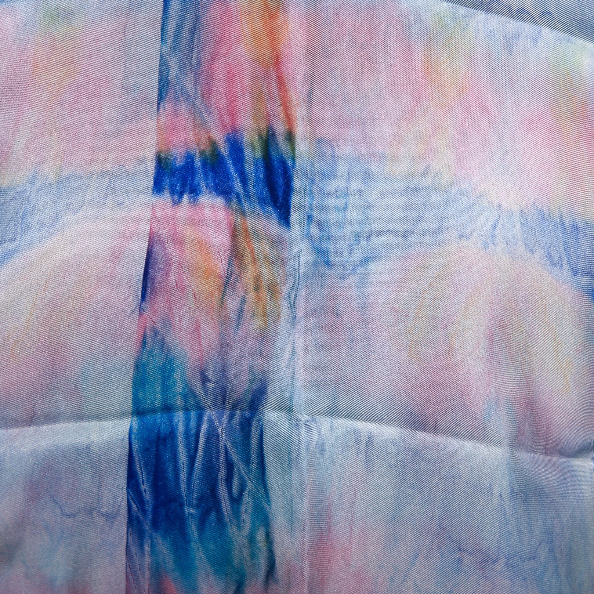 Pink and blue silk scarf