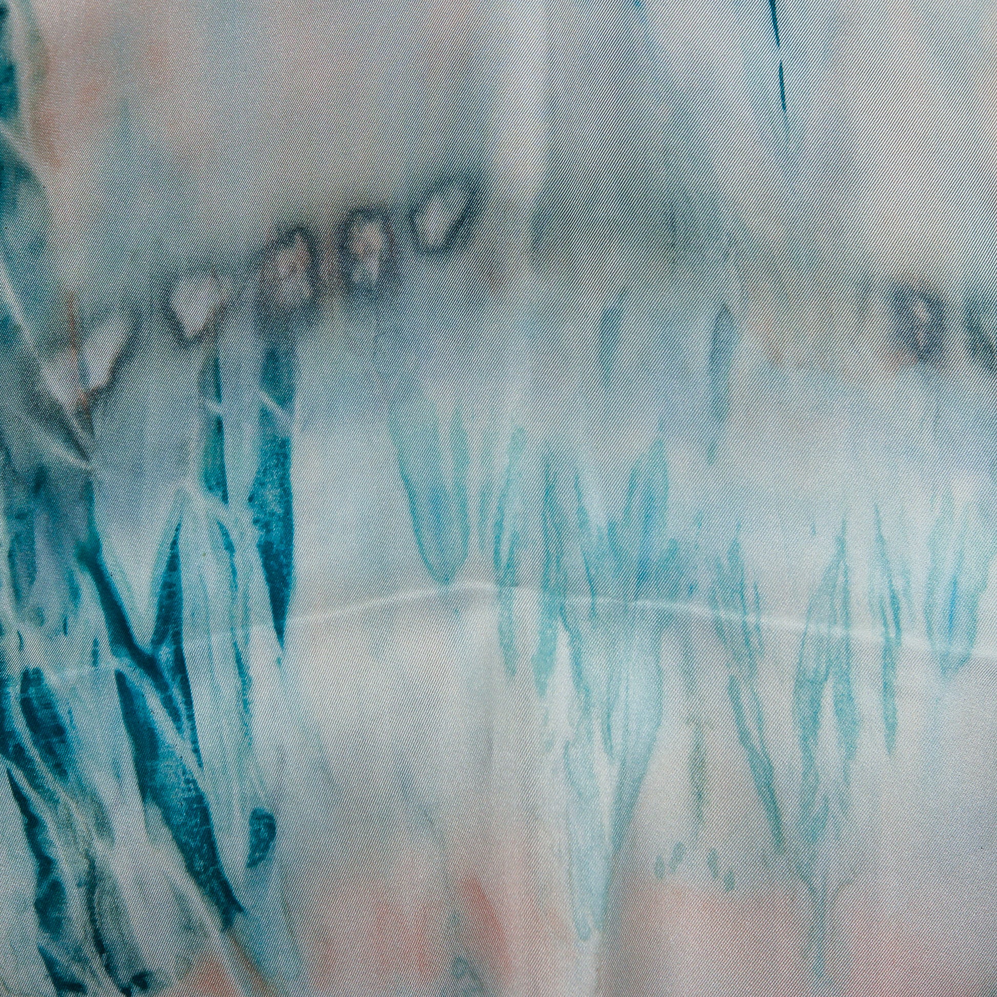 Peach and teal silk scarf
