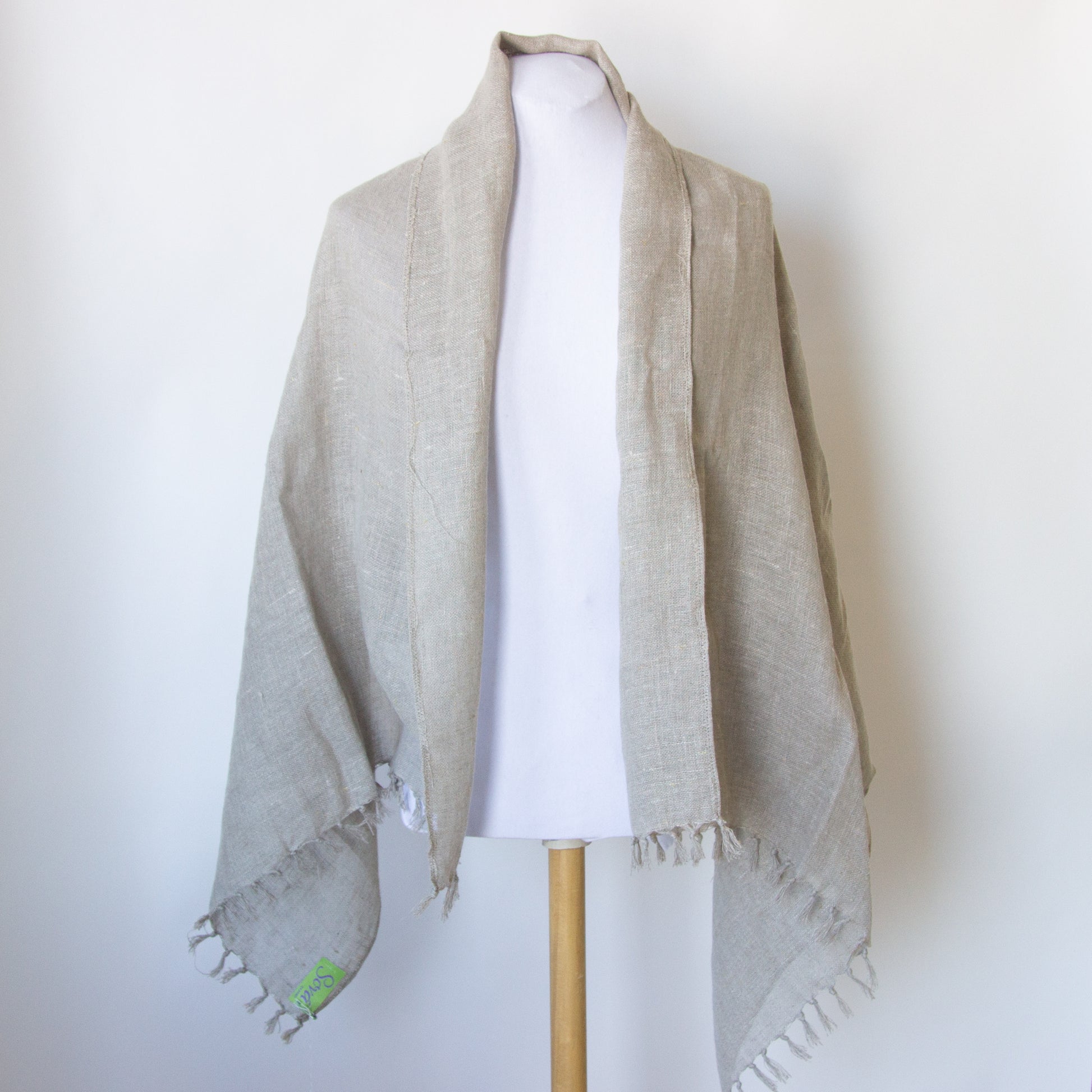Neutral coloured linen scarf: shawl