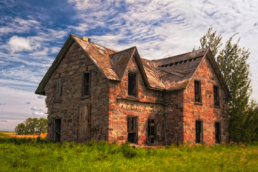 Photograph of an abandoned stone house