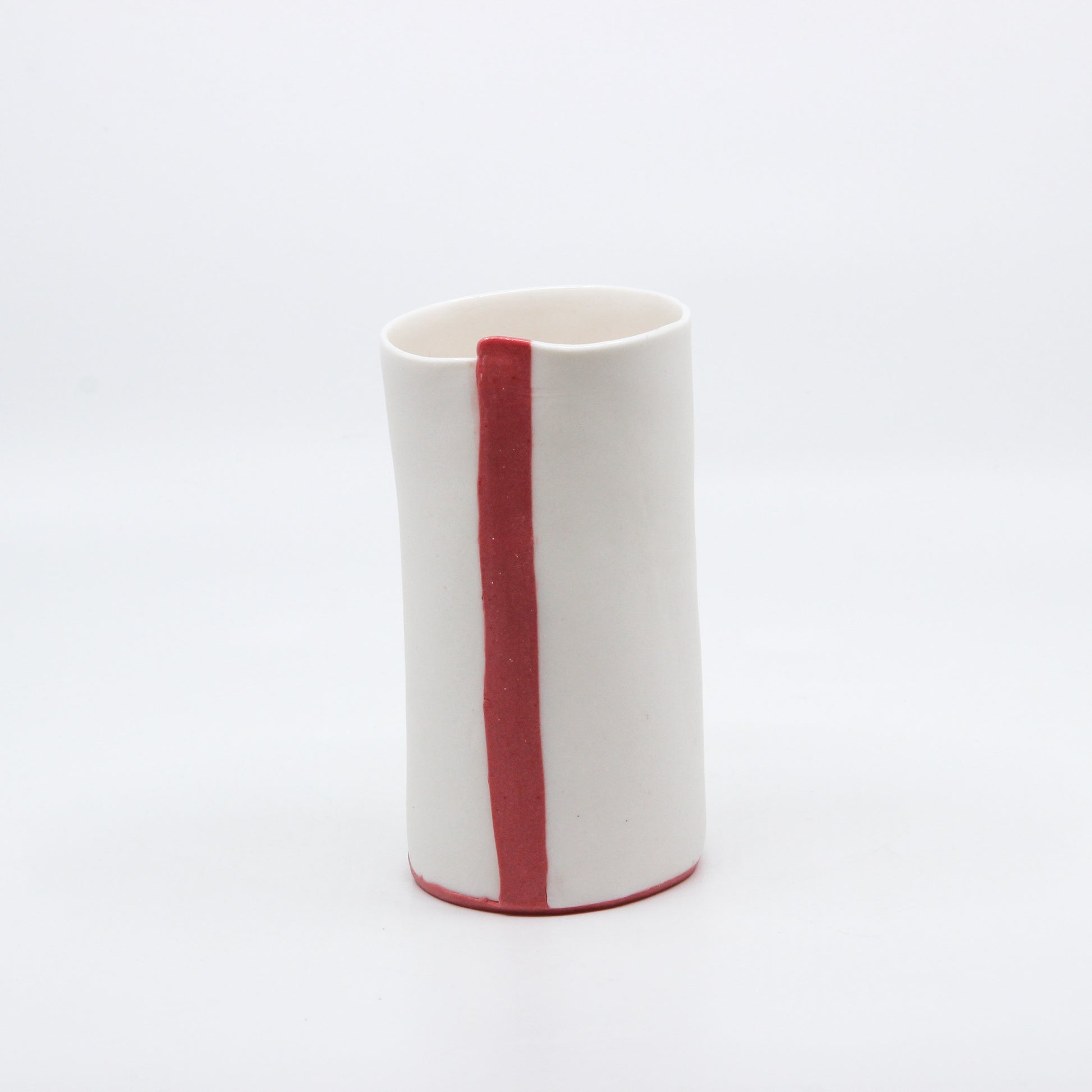 Red striped hand built cup