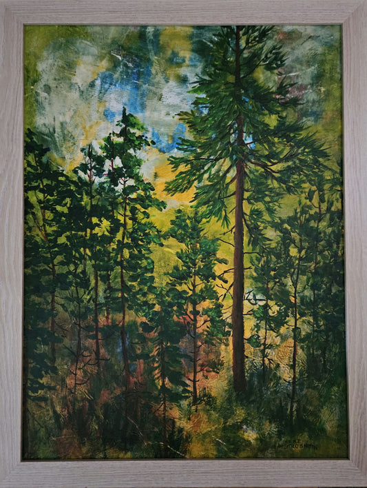 Light in the Trees - Mounted Monoprint