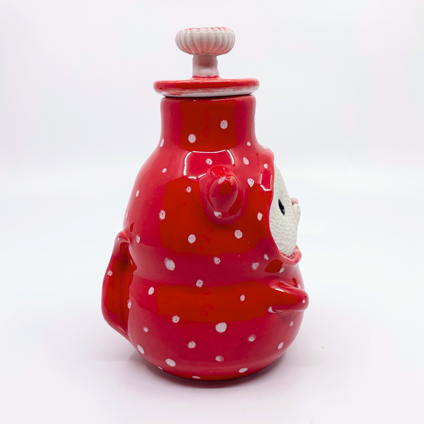 Jar- Mushroom Suit Cat with Mushroom Lid