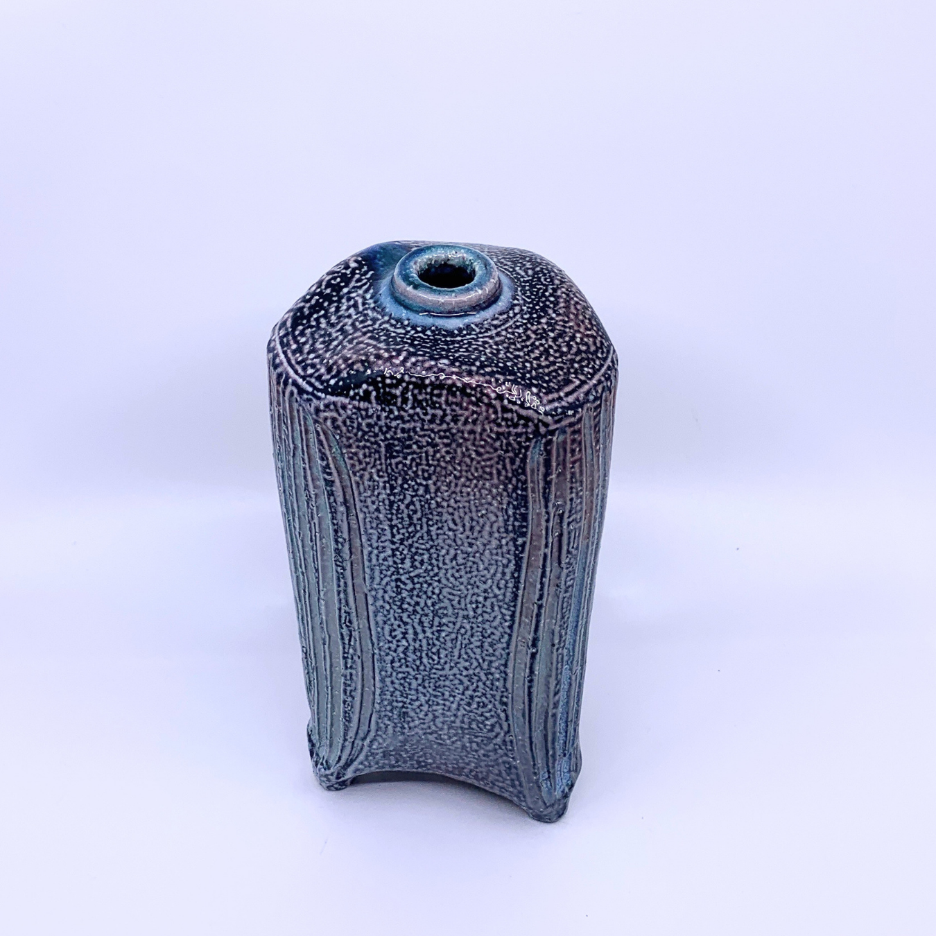 blue salt fired vase 