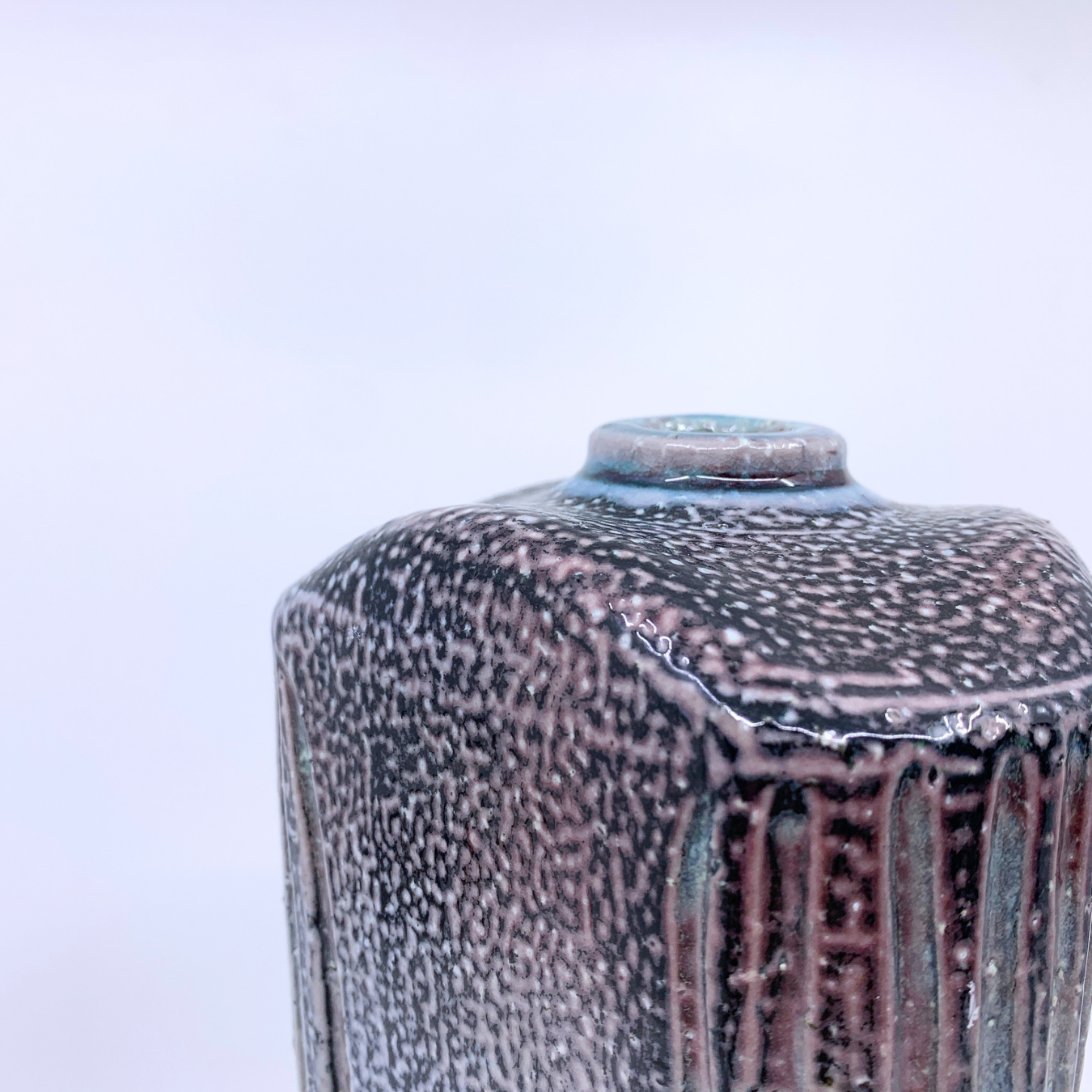 blue salt fired vase 