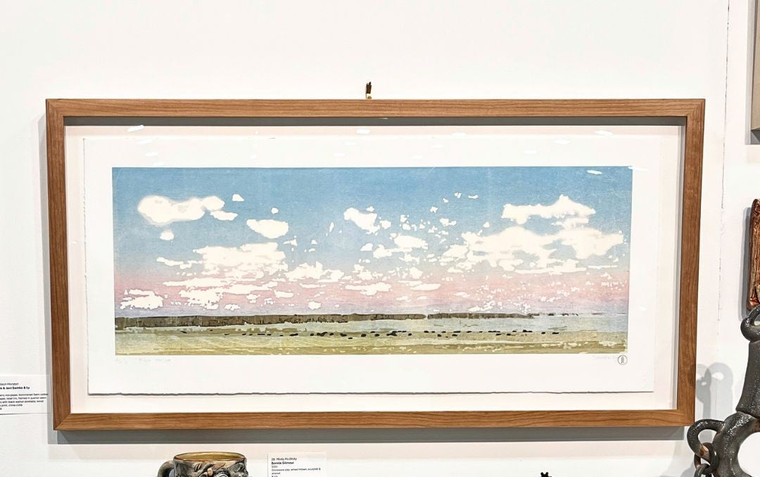 Bison Horizon - Framed Woodcut Print