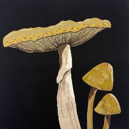 Tan mushroom fabric collage