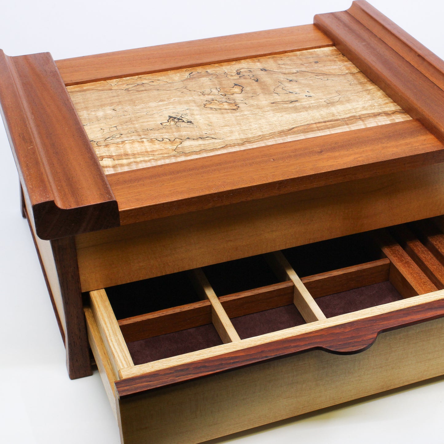 Open drawer with six compartments