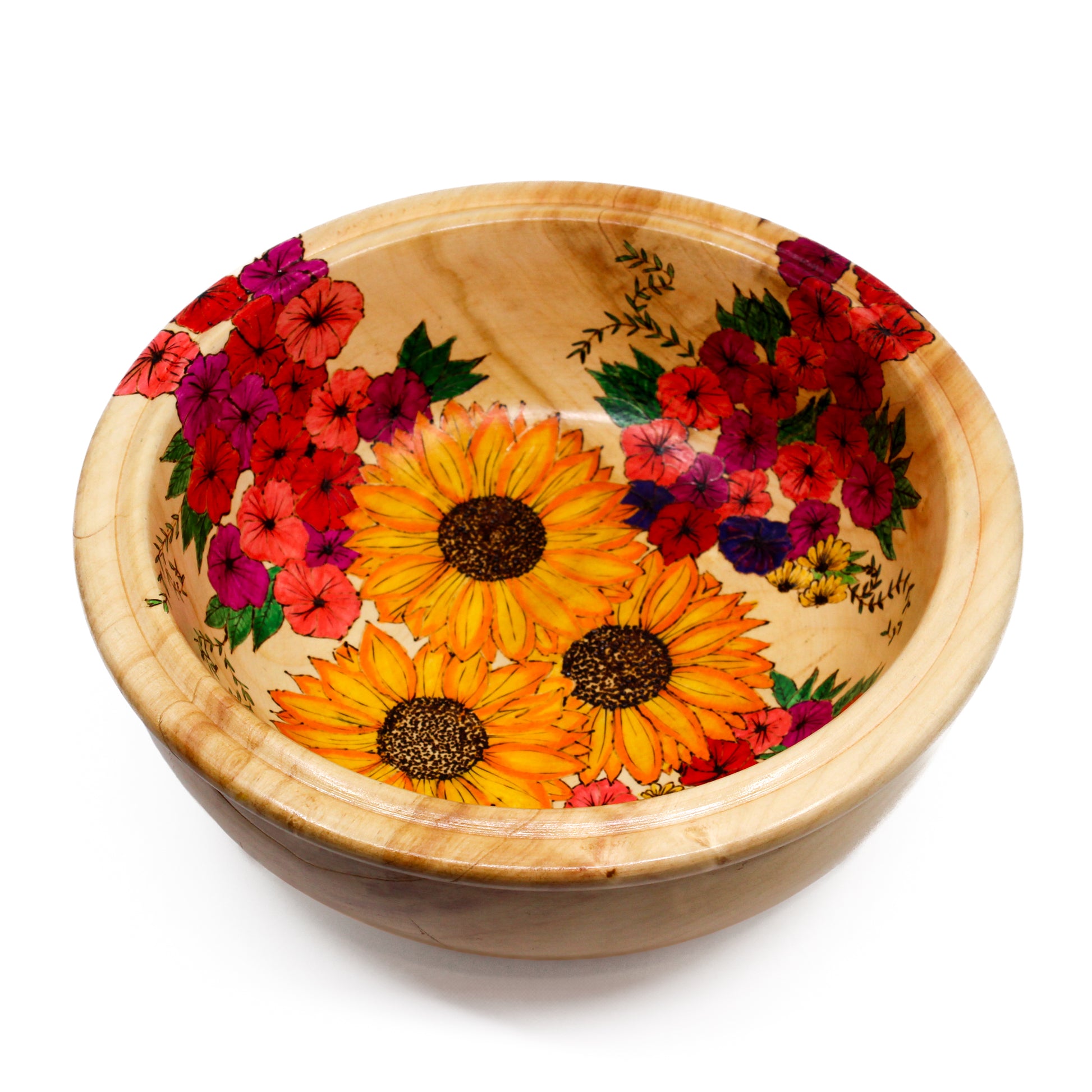 Bowl with vibrant flowers 