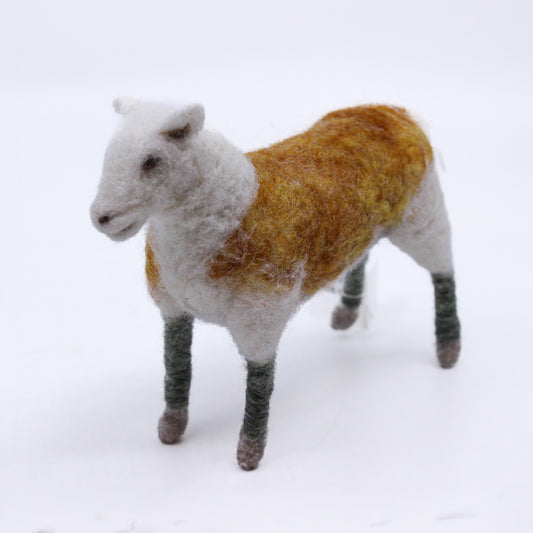 orange sheep; felted 