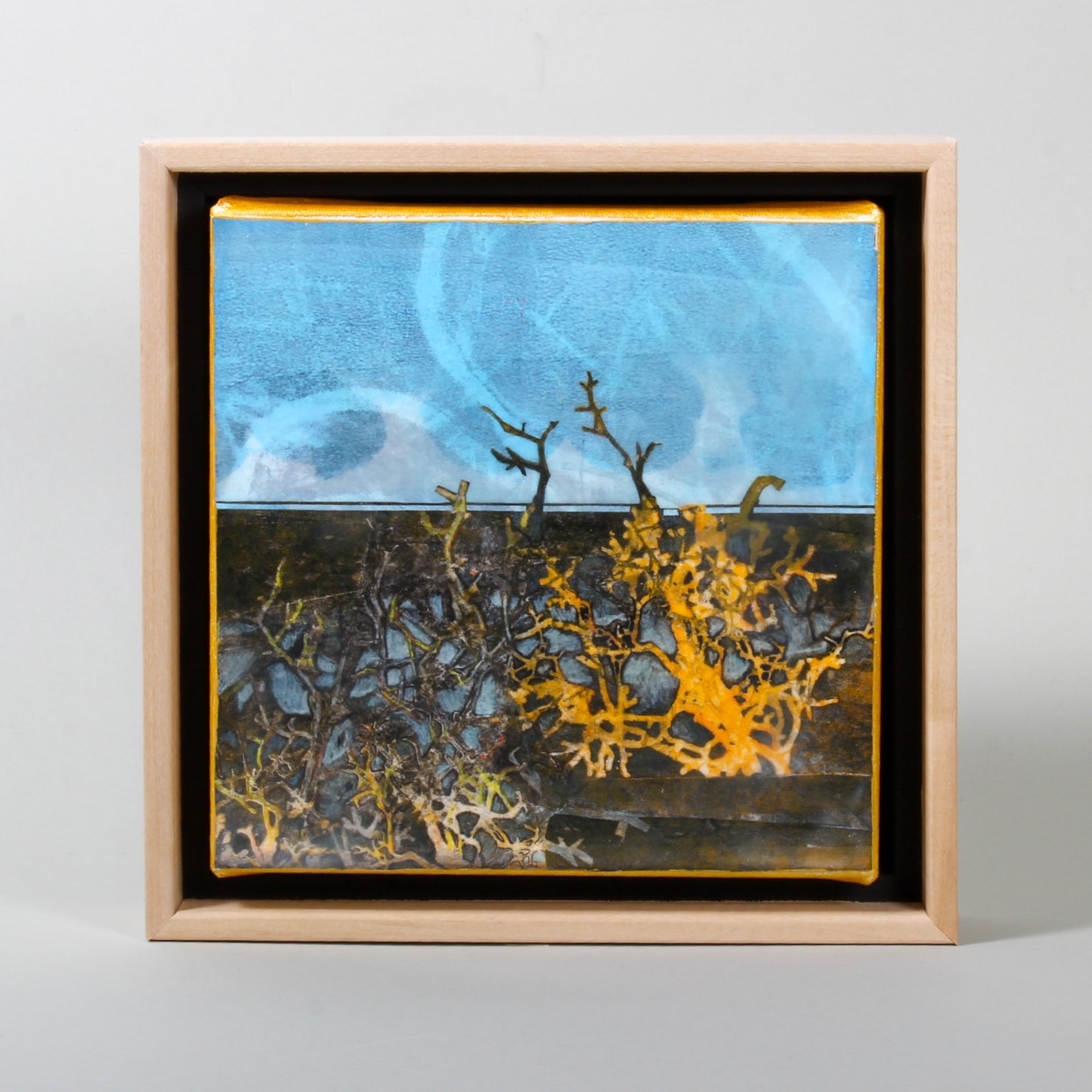 Slough - Framed encaustic collage