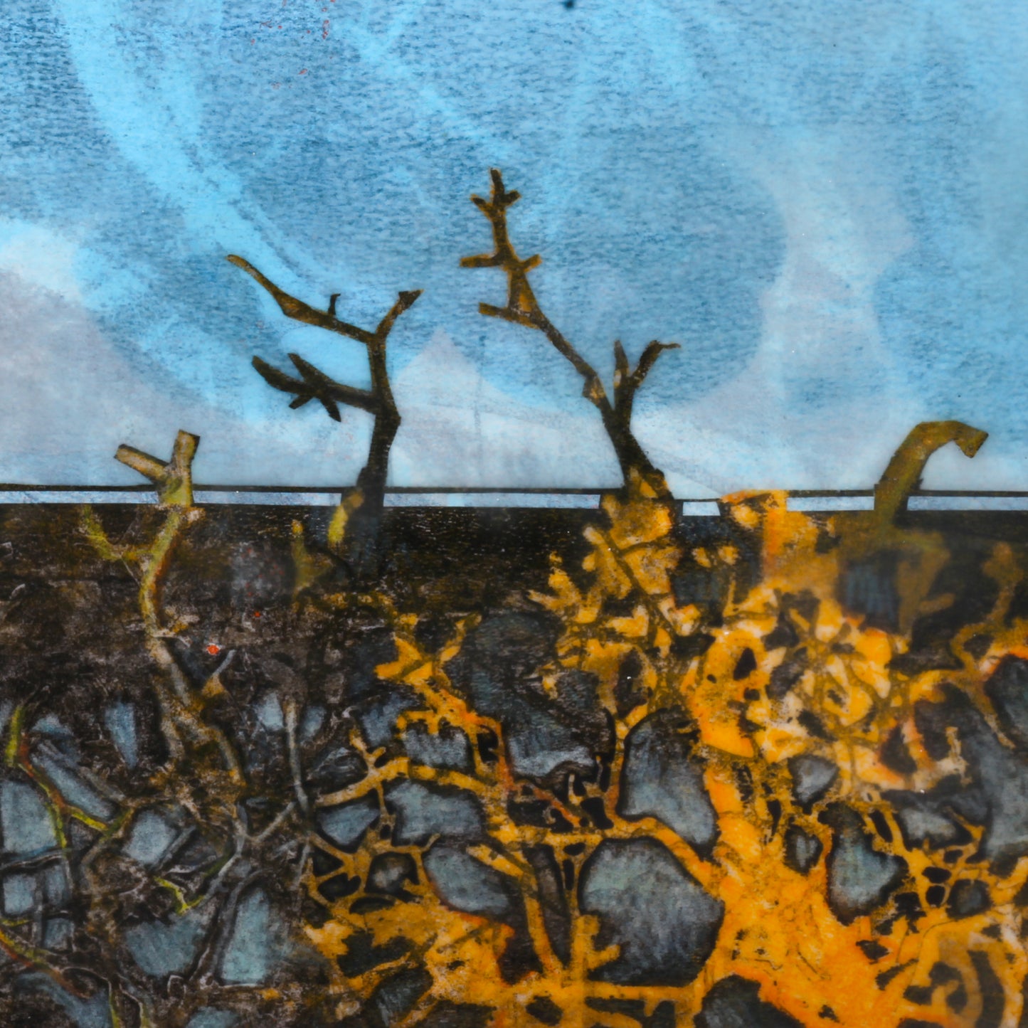 Slough - Framed encaustic collage