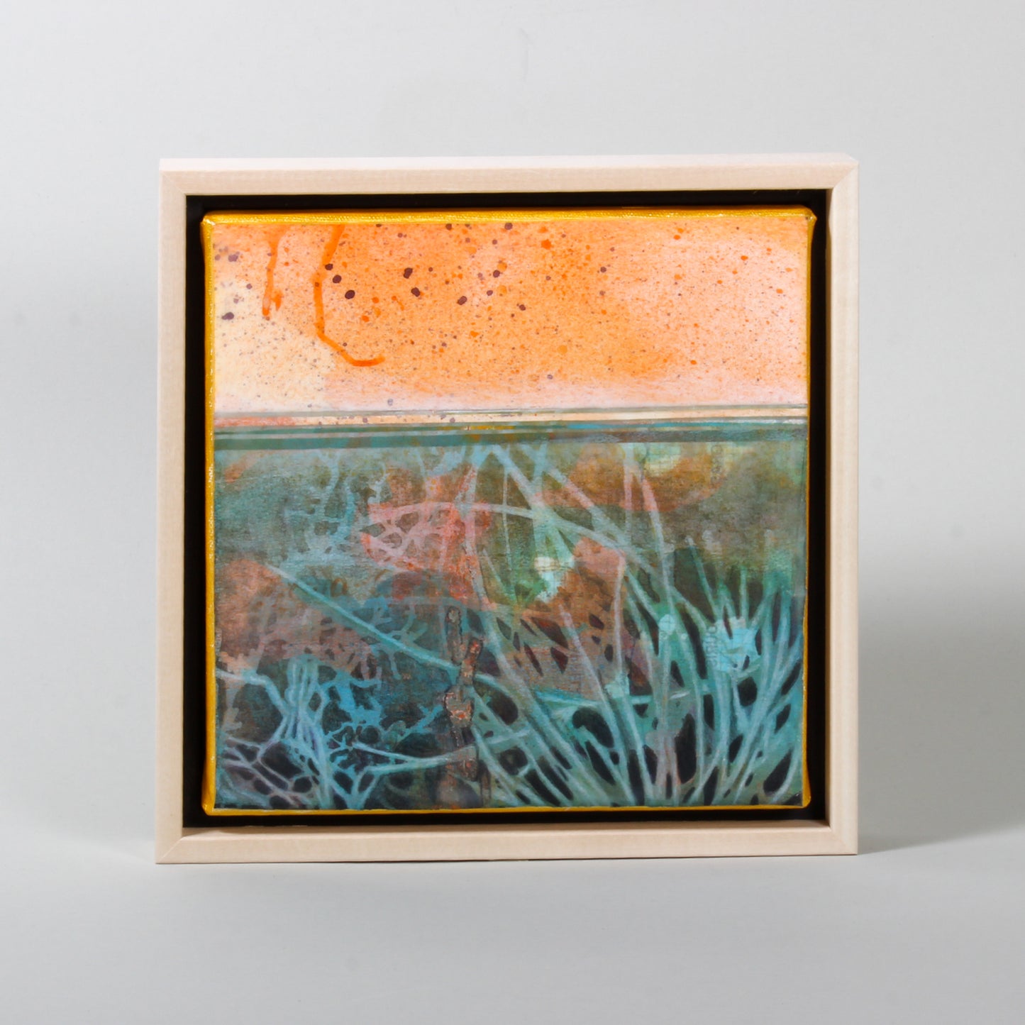 When the Wind Talks - Framed encaustic collage