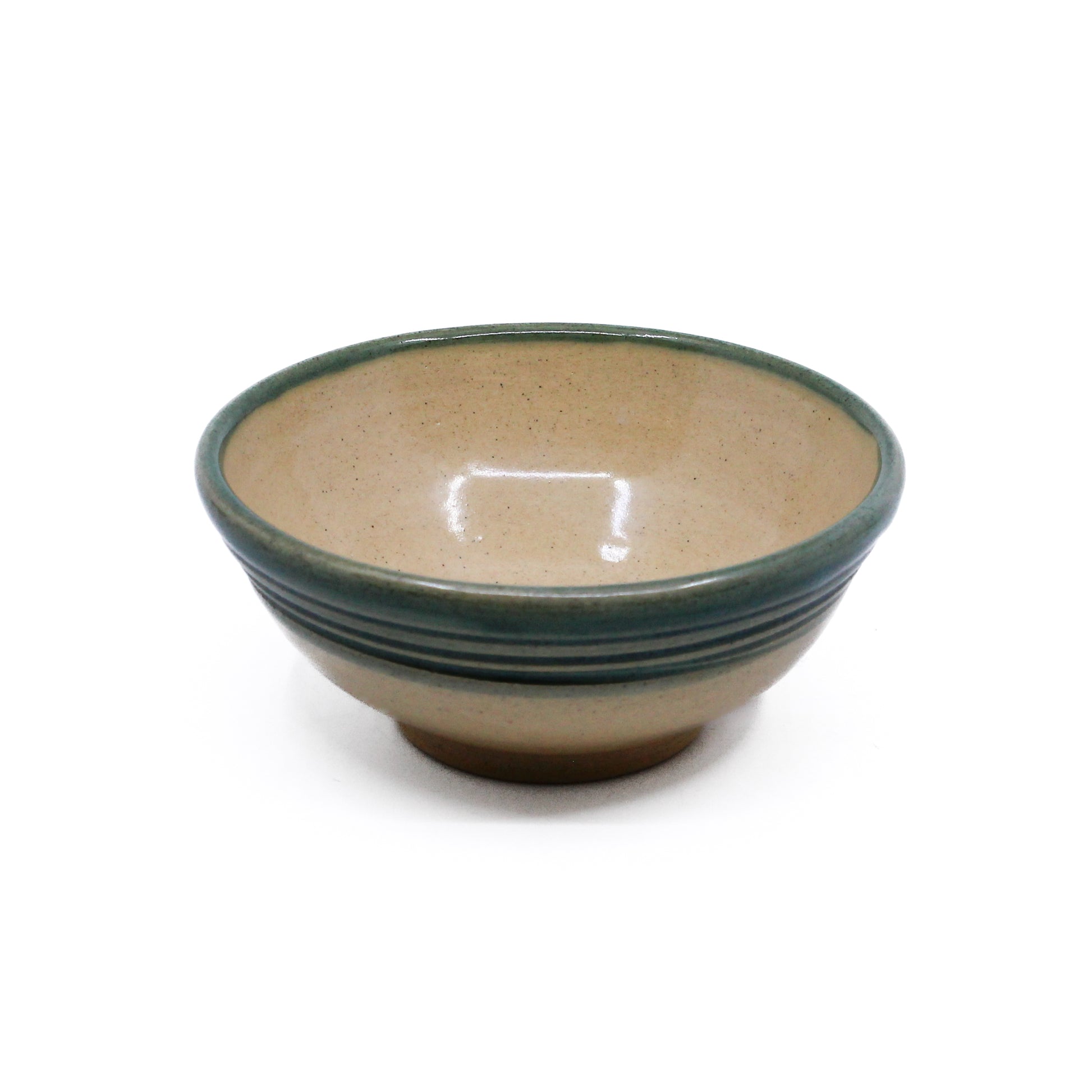 Clay bowl with green rim 