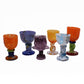 Colourful glass goblets 