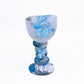 Glass goblet white and blue 