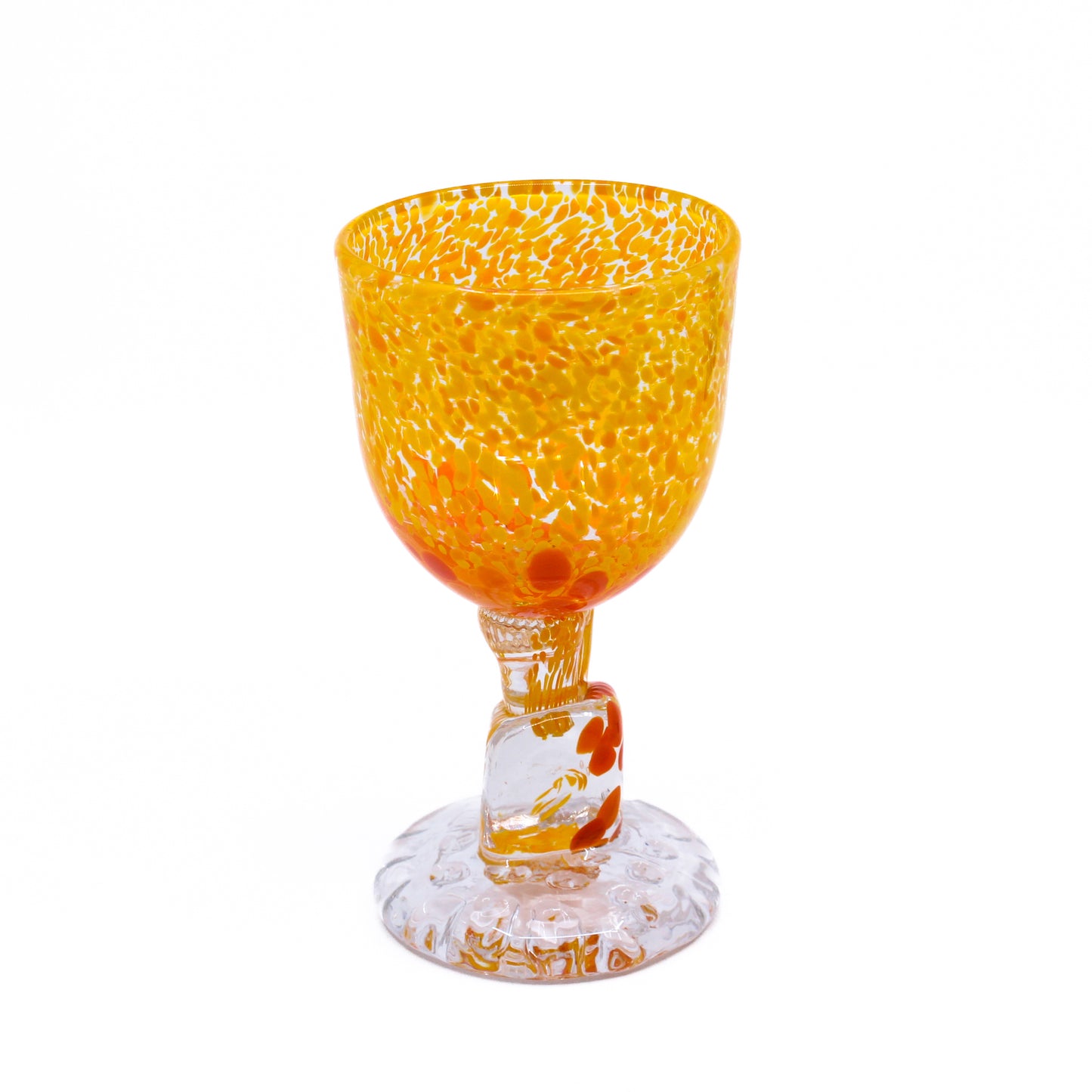 Orange spotted glass goblet 