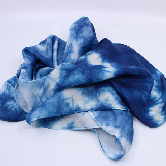 Indigo tie-dyed scarf