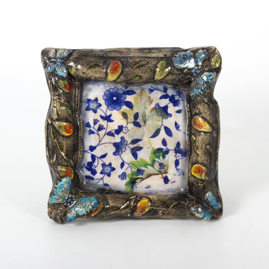 Blue Flowers - Clay Sculpture