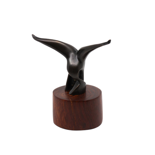 Bronze modern miniature statue on wood stand