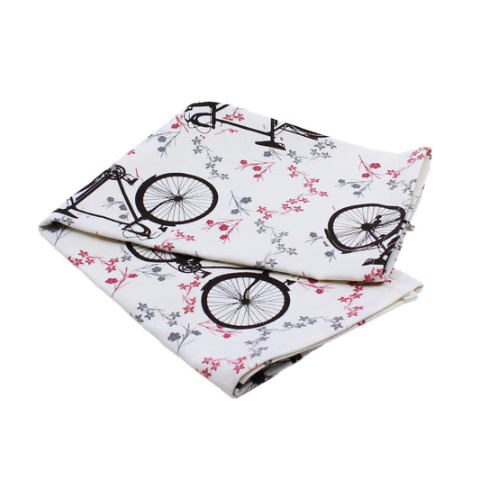 Bicycle and cherry blossom tea towel 