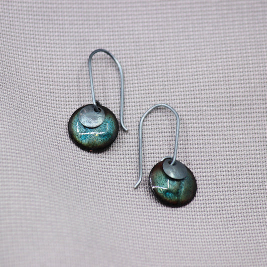 Blue circle layered earrings