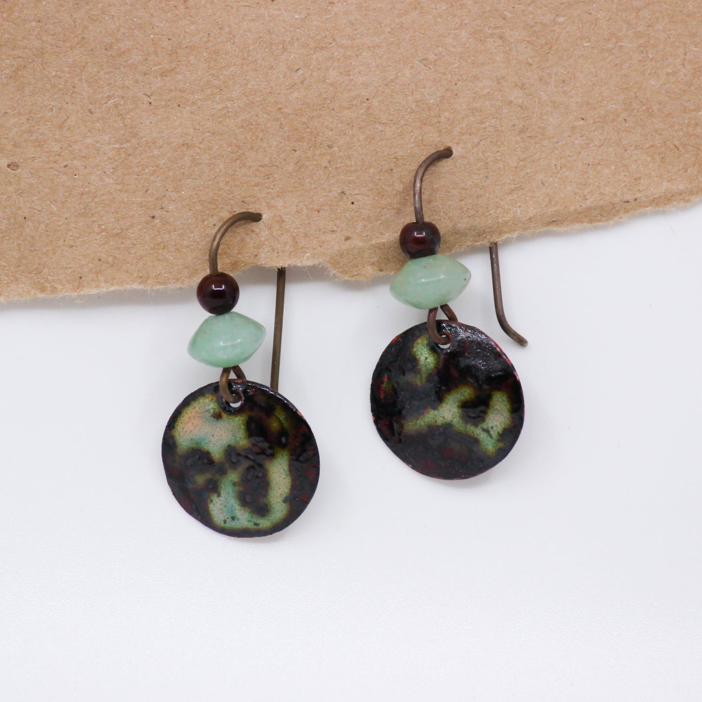 Green and black earrings